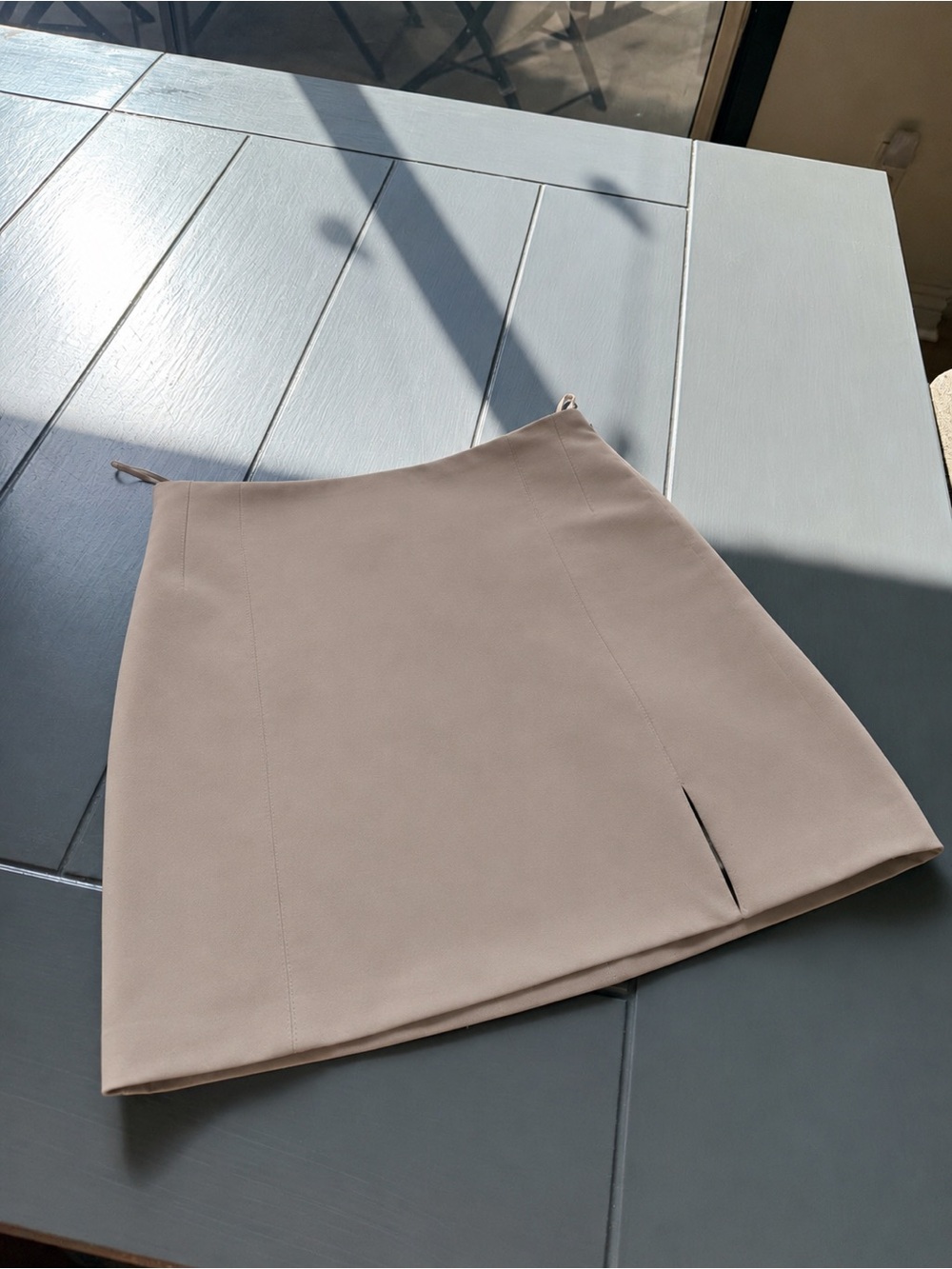 Zara Taupe Mini Skirt with Front Notch